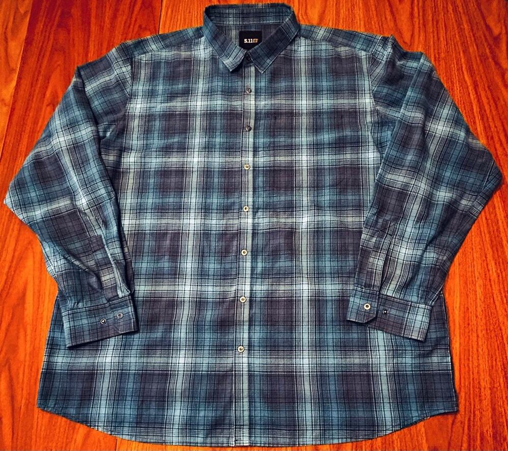 5.11 Tactical Igor Blue Plaid Long-Sleeve Snap-Front Shirt - Men’s 2XL